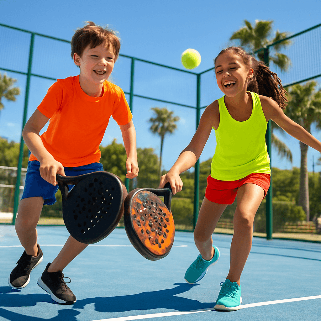 Kids playing padel